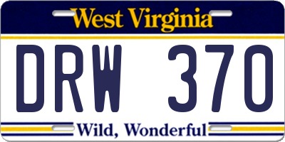 WV license plate DRW370