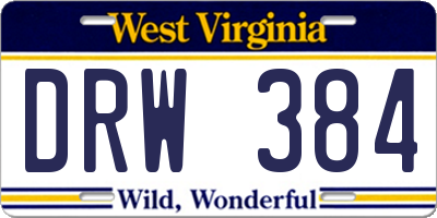 WV license plate DRW384