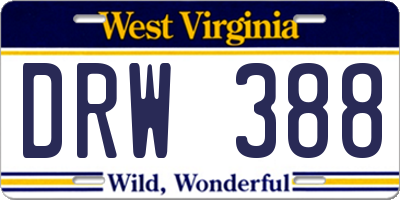 WV license plate DRW388