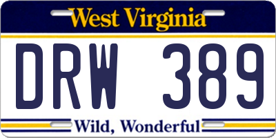 WV license plate DRW389