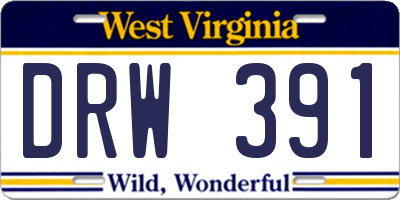 WV license plate DRW391