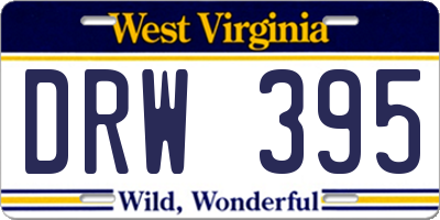 WV license plate DRW395