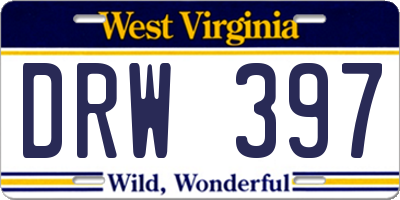 WV license plate DRW397