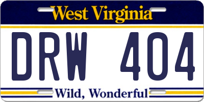 WV license plate DRW404