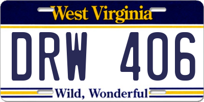 WV license plate DRW406