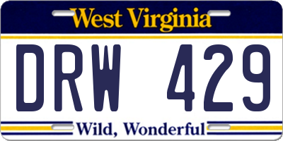 WV license plate DRW429
