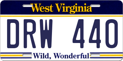 WV license plate DRW440