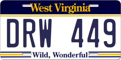 WV license plate DRW449