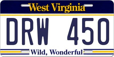 WV license plate DRW450