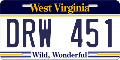 WV license plate DRW451