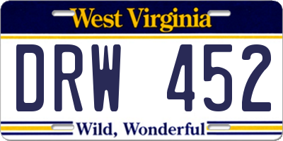 WV license plate DRW452