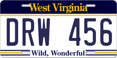 WV license plate DRW456