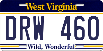 WV license plate DRW460