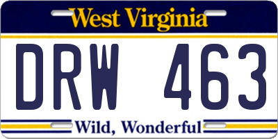 WV license plate DRW463