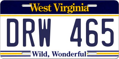WV license plate DRW465