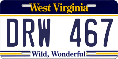 WV license plate DRW467