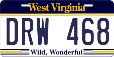 WV license plate DRW468