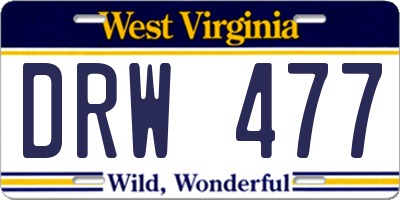 WV license plate DRW477