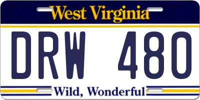 WV license plate DRW480