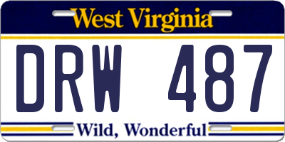 WV license plate DRW487
