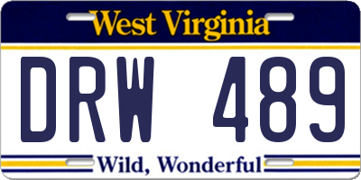 WV license plate DRW489