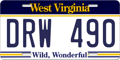 WV license plate DRW490