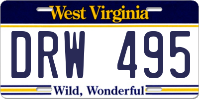WV license plate DRW495