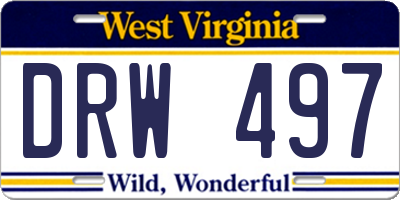 WV license plate DRW497