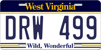 WV license plate DRW499