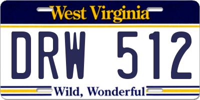 WV license plate DRW512