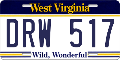 WV license plate DRW517