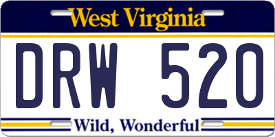 WV license plate DRW520