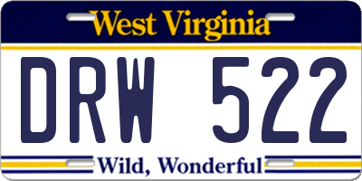 WV license plate DRW522