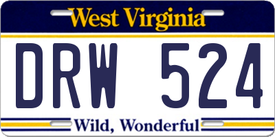 WV license plate DRW524