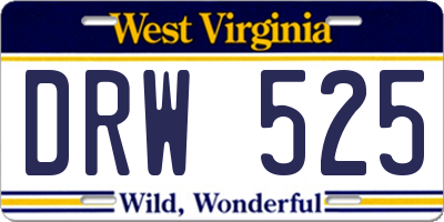 WV license plate DRW525
