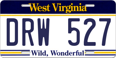 WV license plate DRW527
