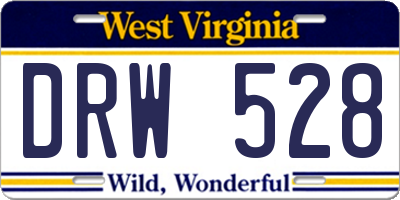 WV license plate DRW528