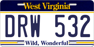 WV license plate DRW532