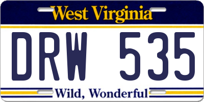 WV license plate DRW535