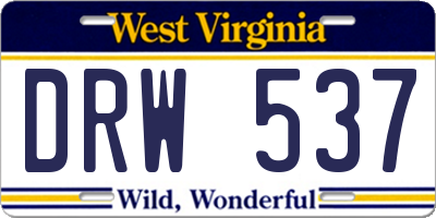 WV license plate DRW537