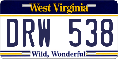 WV license plate DRW538