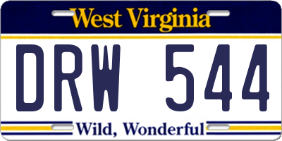 WV license plate DRW544