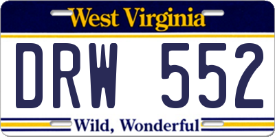WV license plate DRW552
