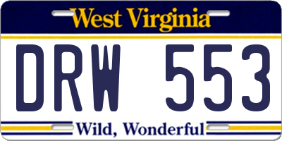 WV license plate DRW553