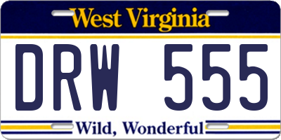 WV license plate DRW555