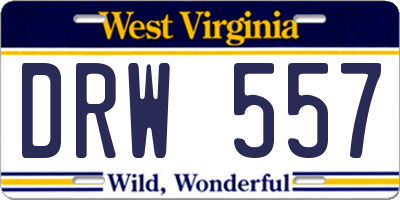 WV license plate DRW557