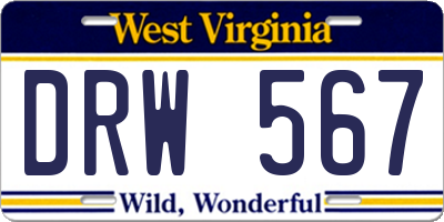 WV license plate DRW567