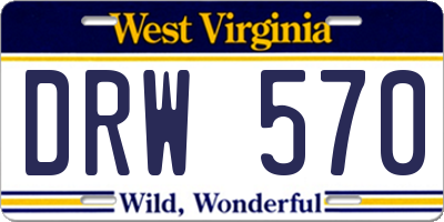 WV license plate DRW570