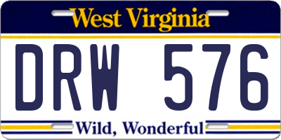 WV license plate DRW576