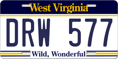 WV license plate DRW577